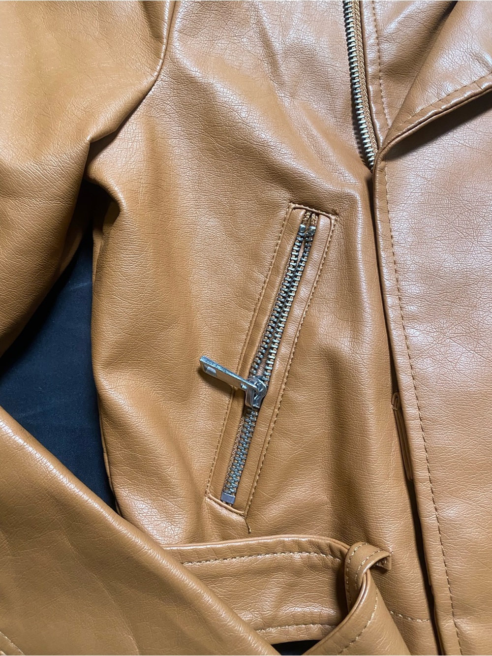 Forever 21 Cognac Faux Leather Moto Jacket - Picture 3 of 6